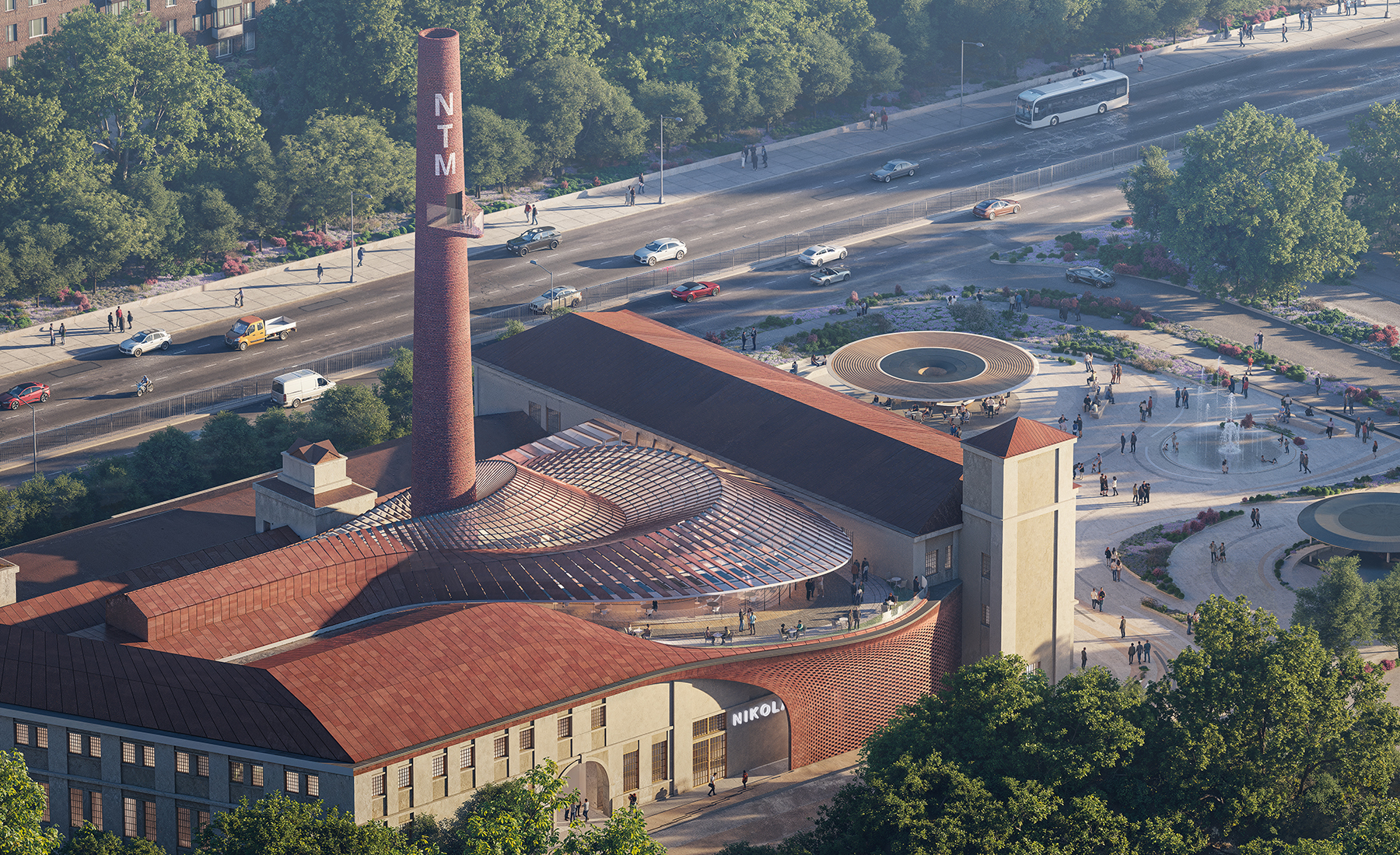 exterior of museum featuring giant chimney exterior of museum featuring giant chimney