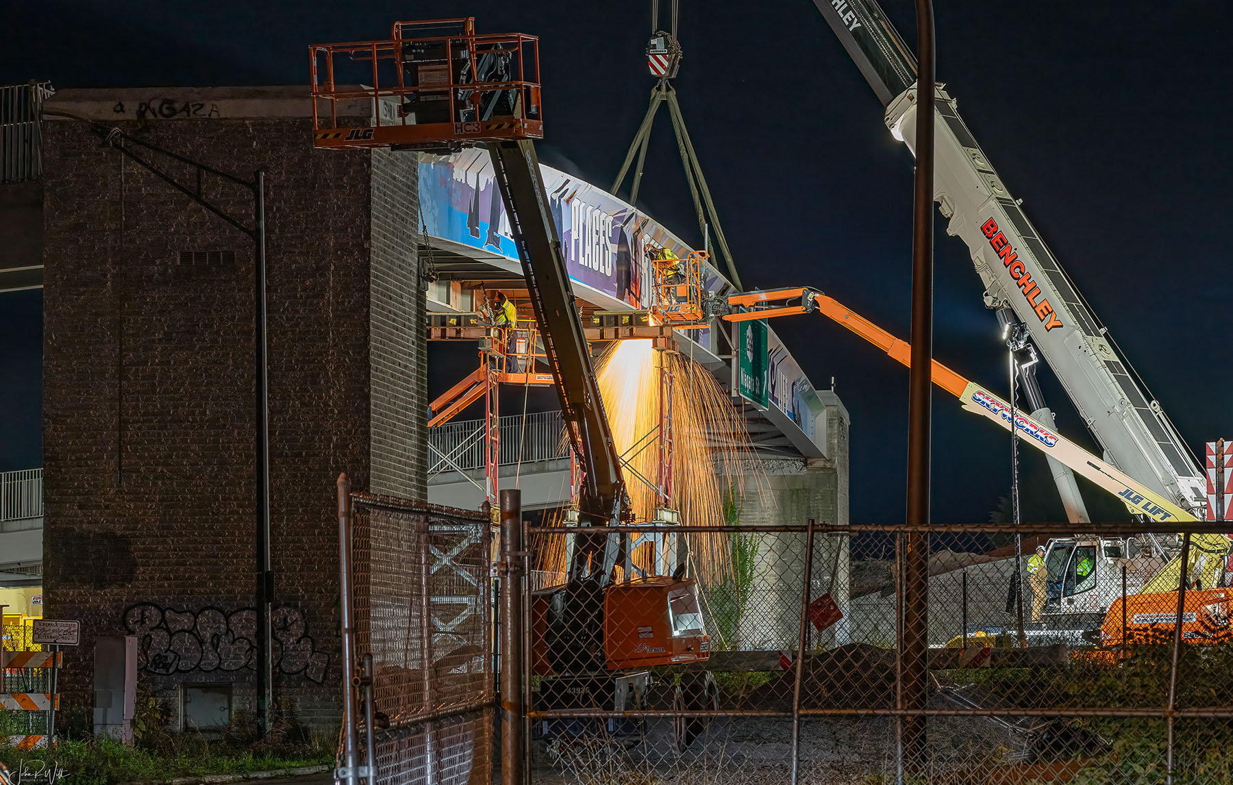 a crane installs a bridge a crane installs a bridge