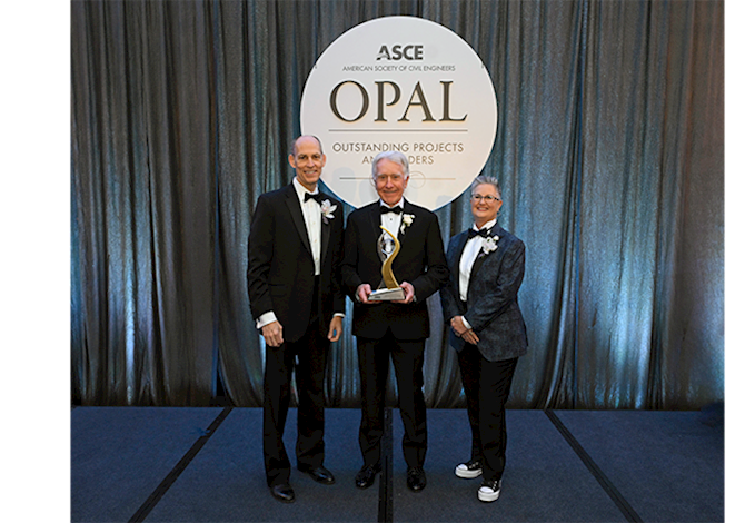 Cary Kopczynski presenting the OPAL award in construction