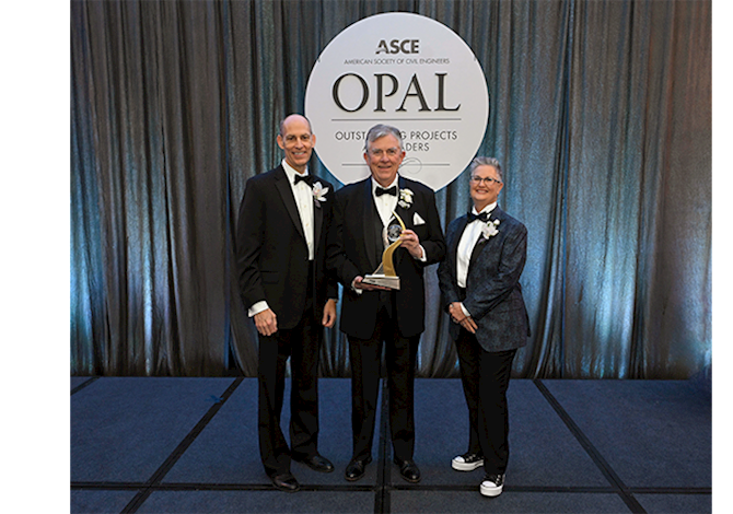 James Harris being presented with the OPAL award in design 
